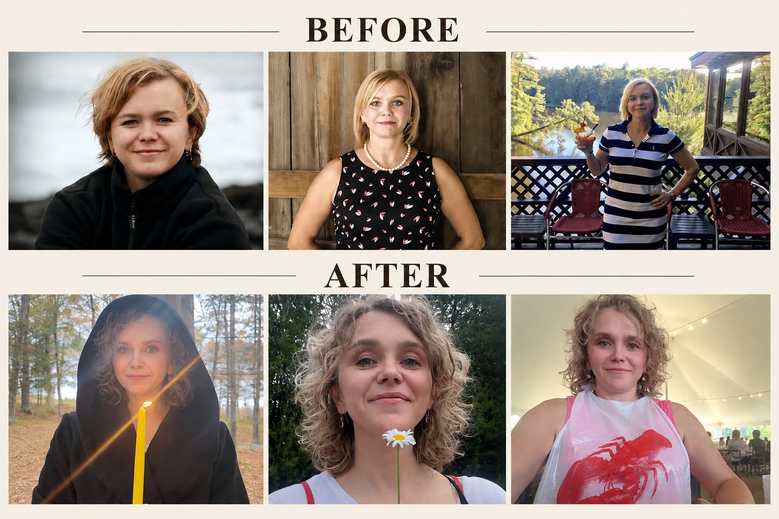 Alena before and after her personal transformation