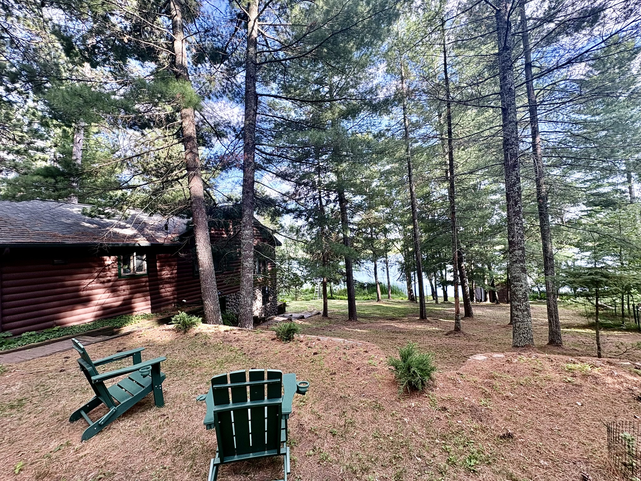 Green chairs in the forest at Sunny Shores